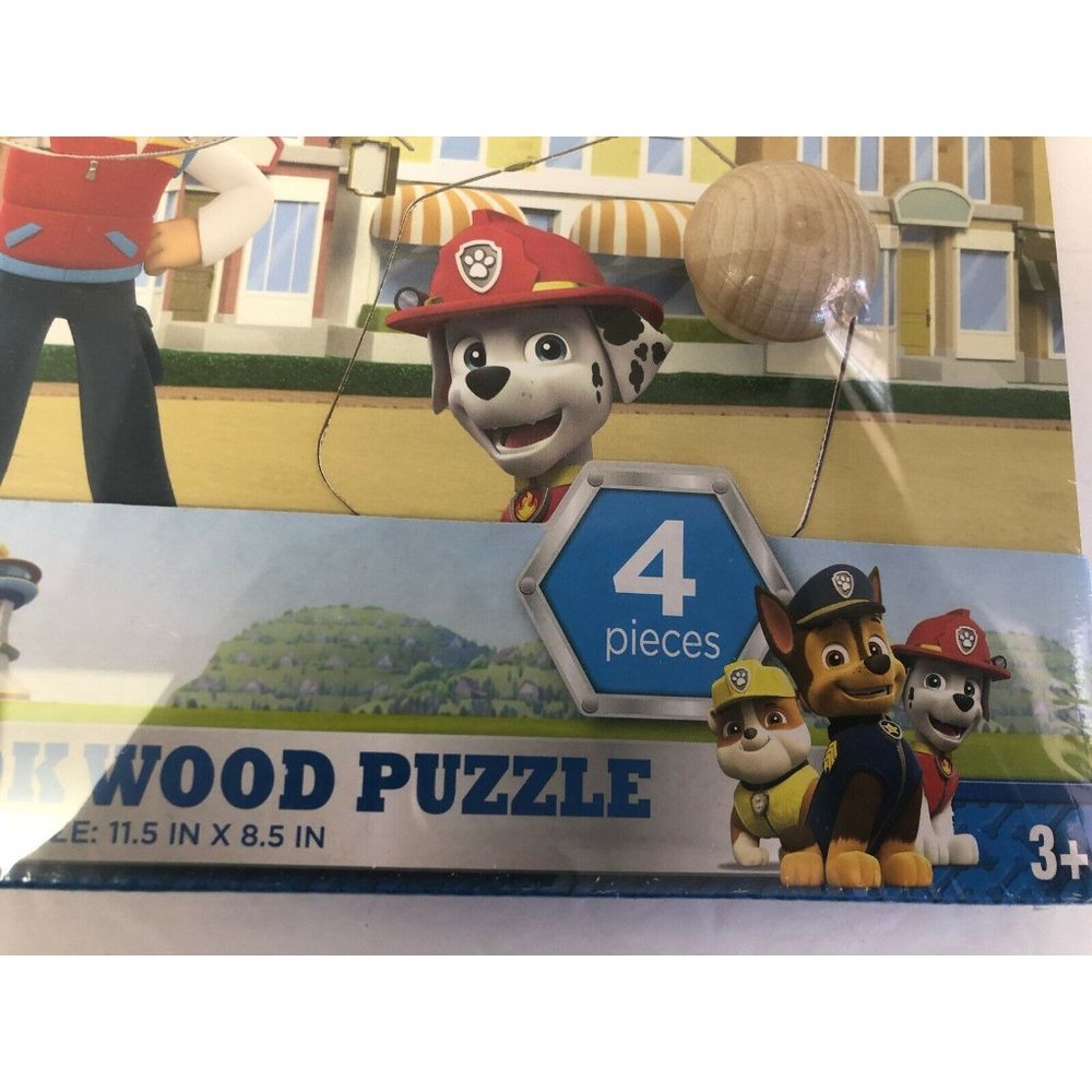 Paw Patrol Lift & Look Wood Puzzle Unisex Kids One Size Blue 4 Piece Peg Ryder - Picture 2 of 6